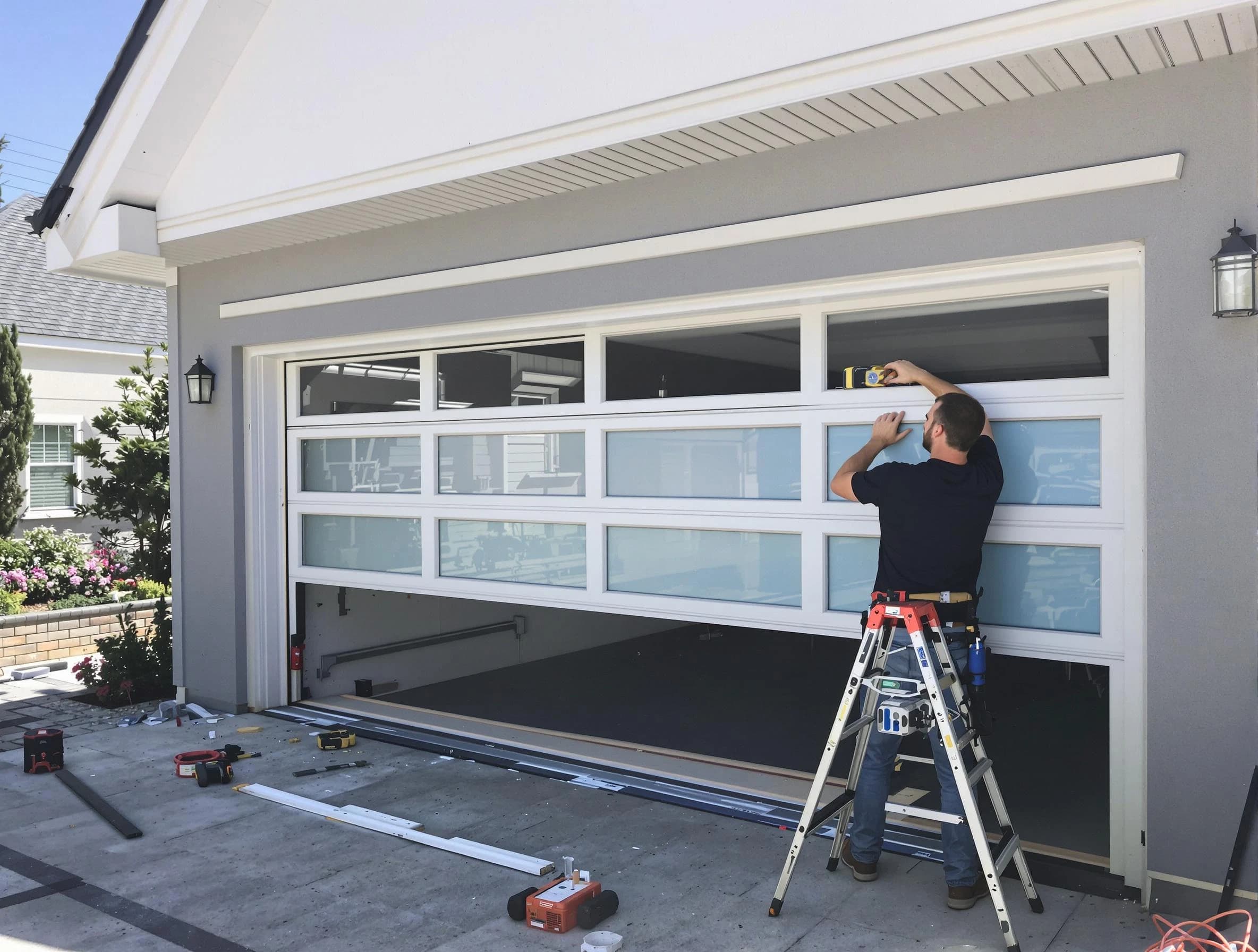 Murray Garage Door Repair team performing garage door replacement in Murray