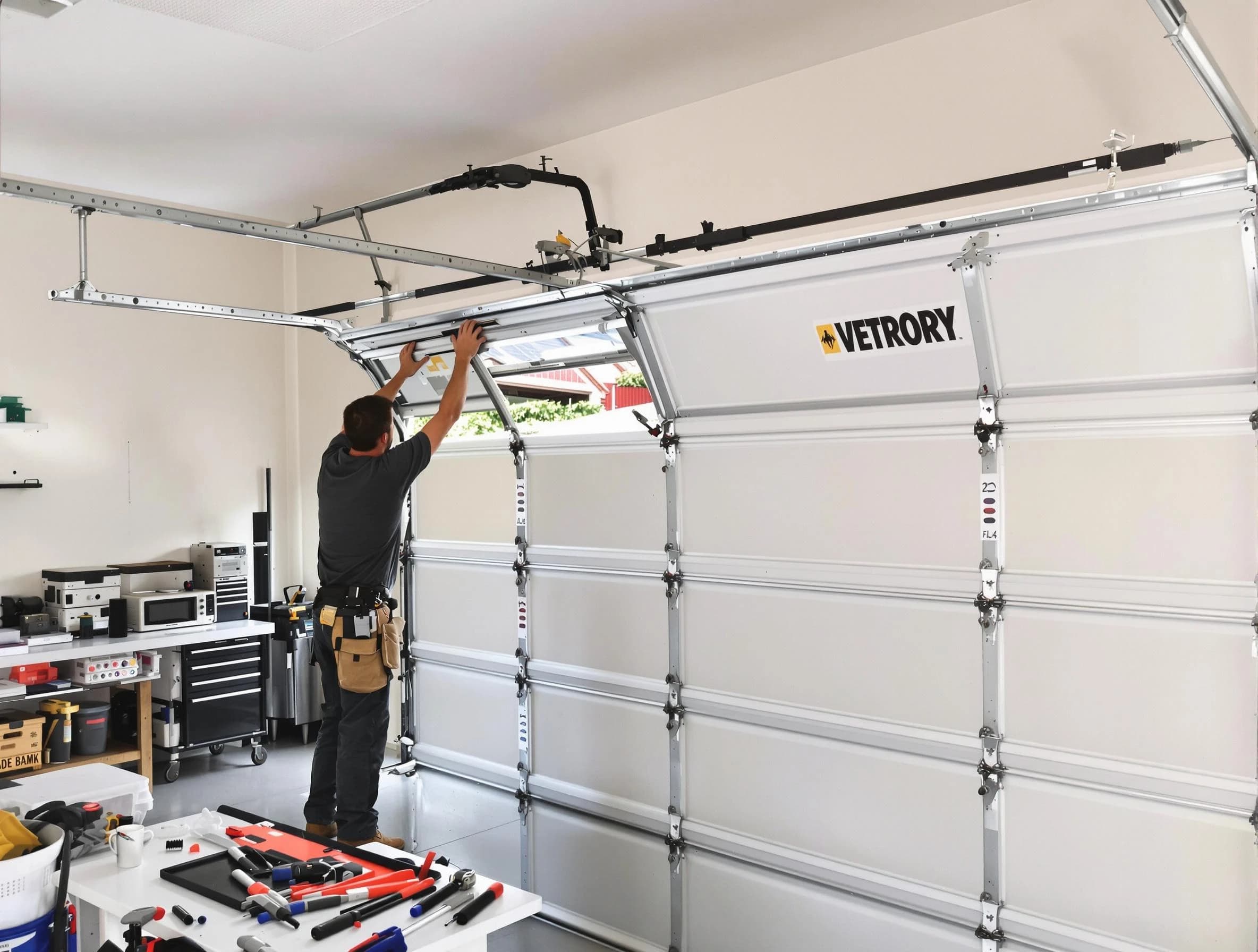 Murray Garage Door Repair technician performing section replacement in Murray