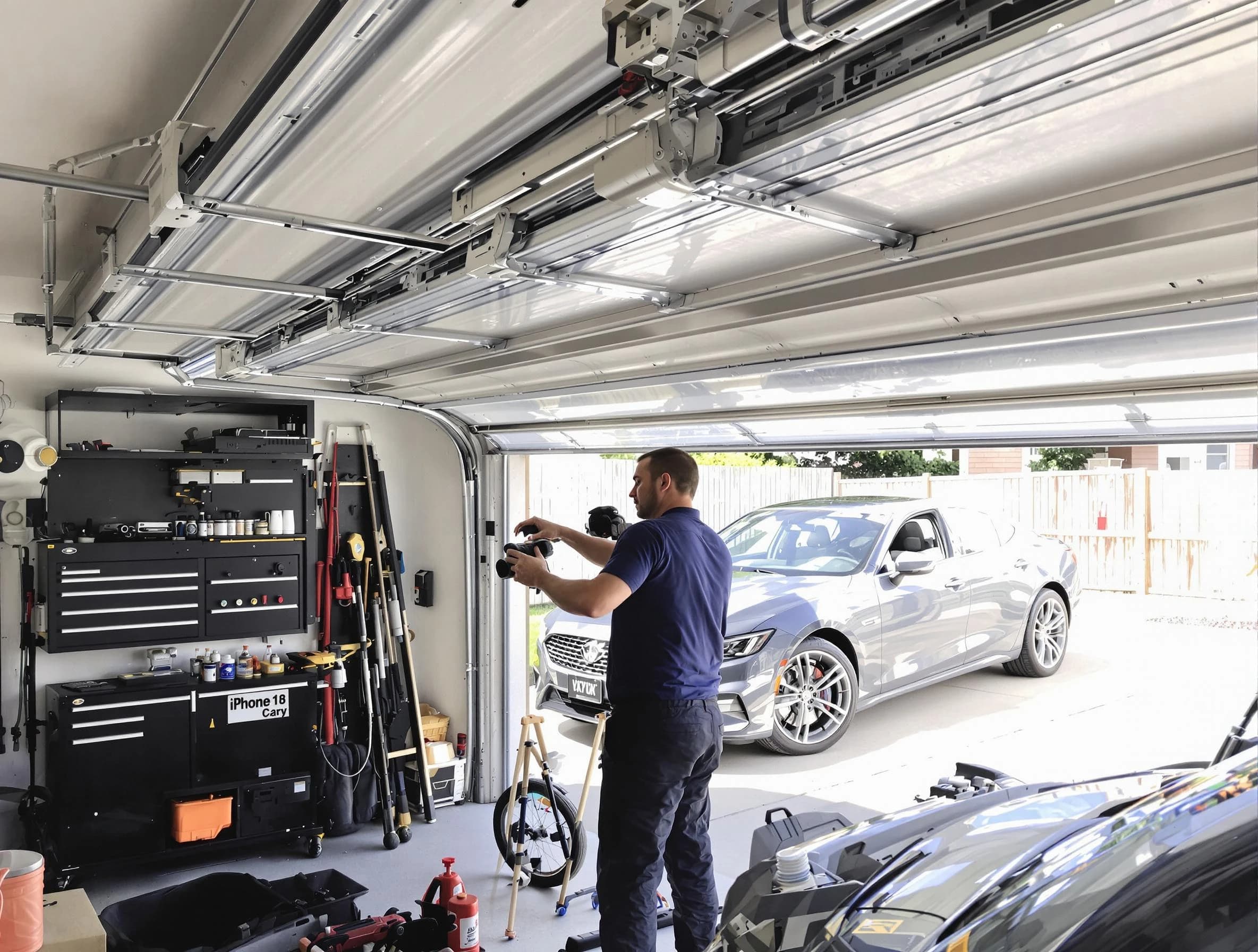 Murray Garage Door Repair technician fixing noisy garage door in Murray