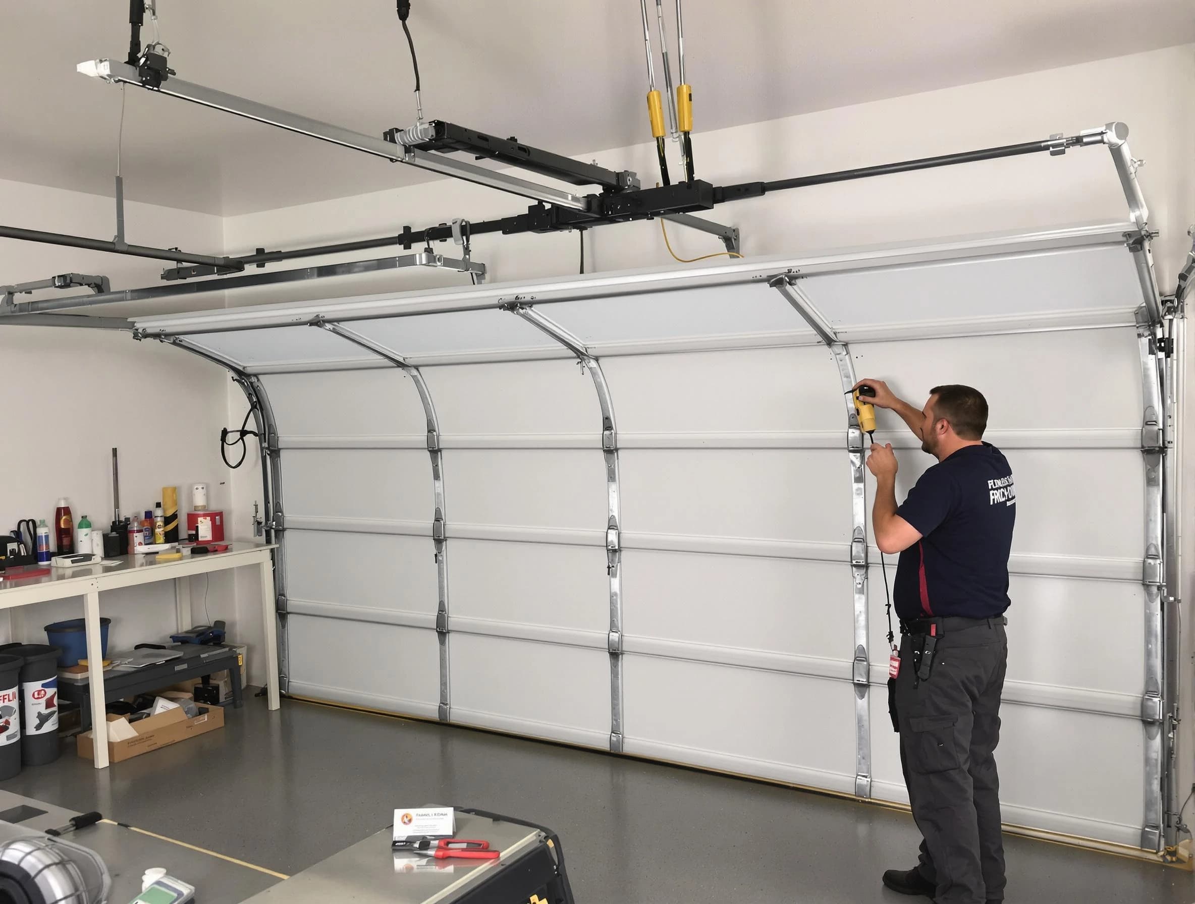 Murray Garage Door Repair certified technician performing overhead door system repair in Murray