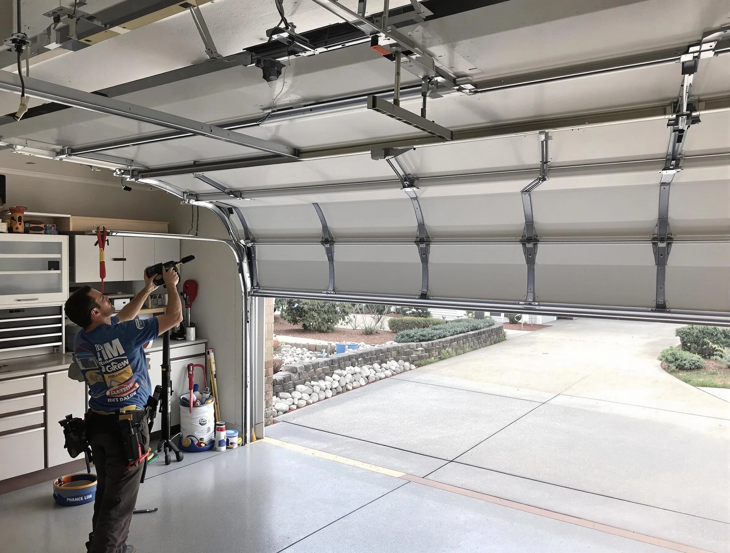 Garage door track repair service by Murray Garage Door Repair in Murray