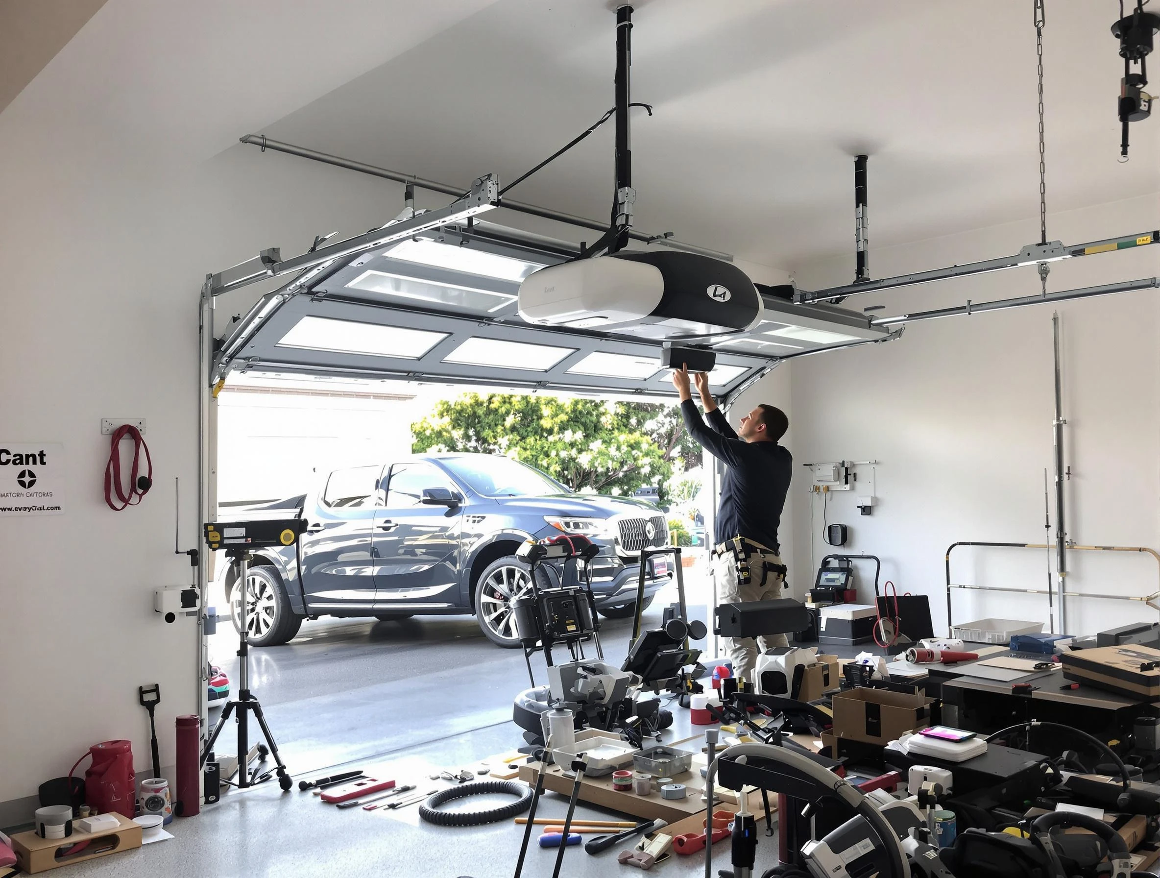 Murray Garage Door Repair specialist installing smart garage door opener system in Murray home
