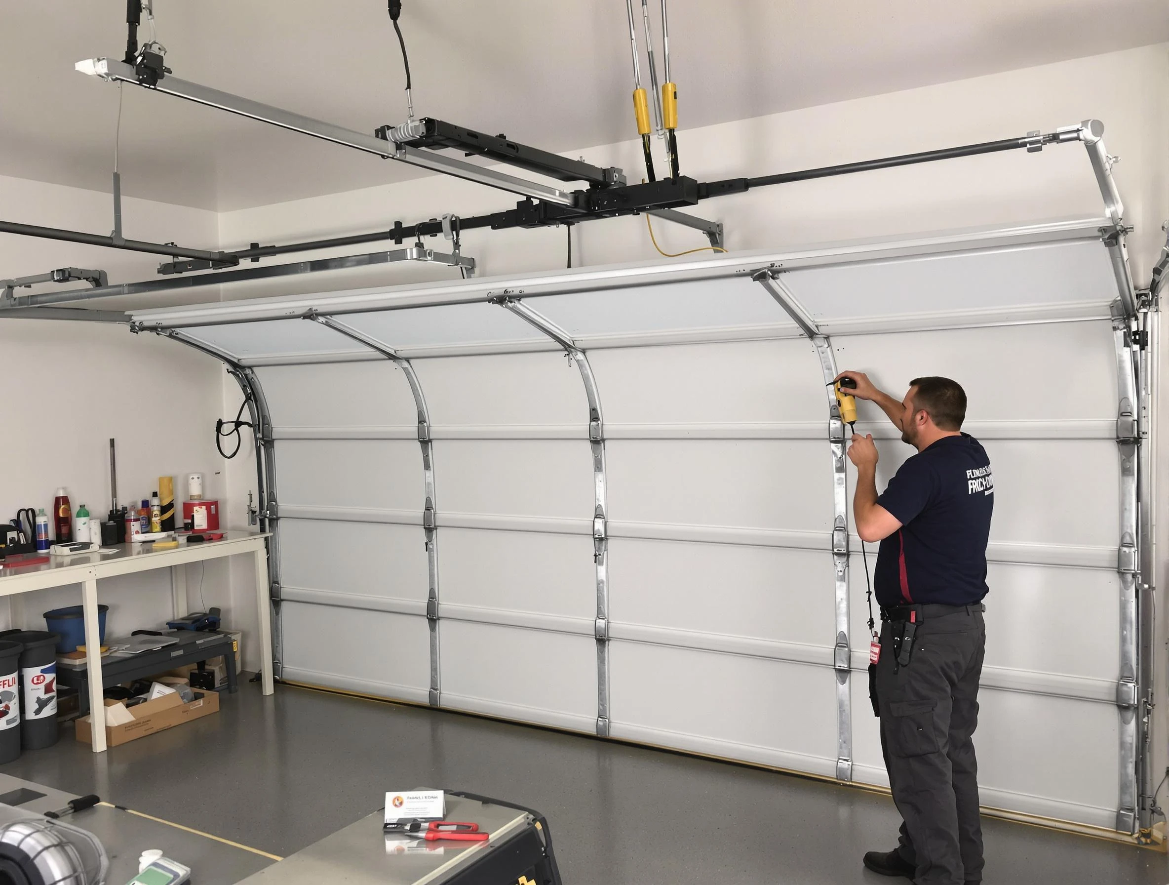 Murray Garage Door Repair certified technician performing overhead door system repair in Murray